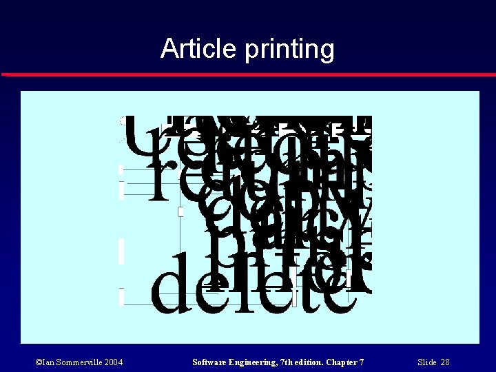 Article printing ©Ian Sommerville 2004 Software Engineering, 7 th edition. Chapter 7 Slide 28