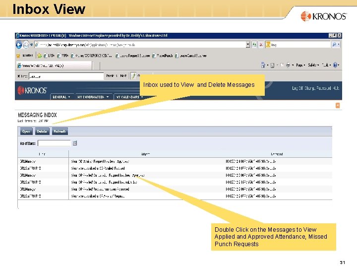 Inbox View Inbox used to View and Delete Messages Double Click on the Messages