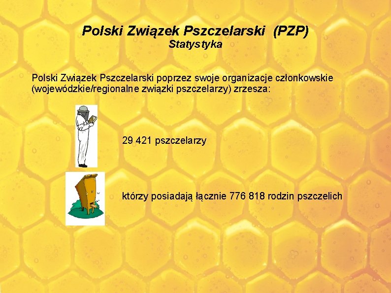 Polski Związek Pszczelarski (PZP) Statystyka Polski Związek Pszczelarski poprzez swoje organizacje członkowskie (wojewódzkie/regionalne związki