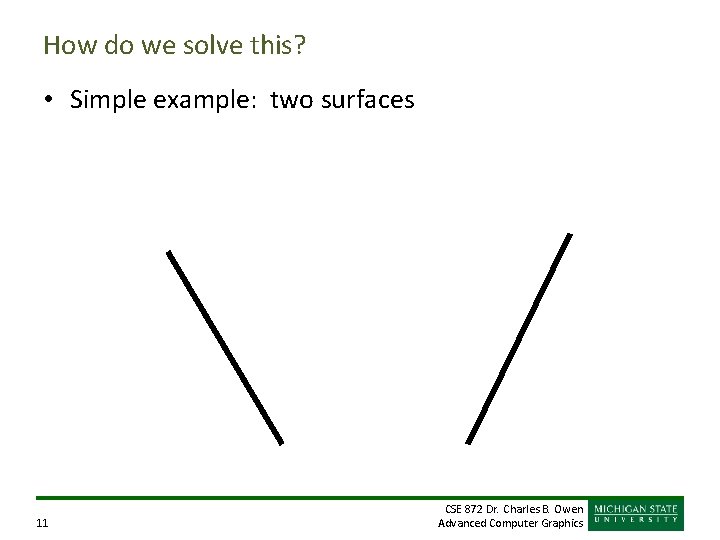 How do we solve this? • Simple example: two surfaces 11 CSE 872 Dr. How do we solve this? • Simple example: two surfaces 11 CSE 872 Dr.