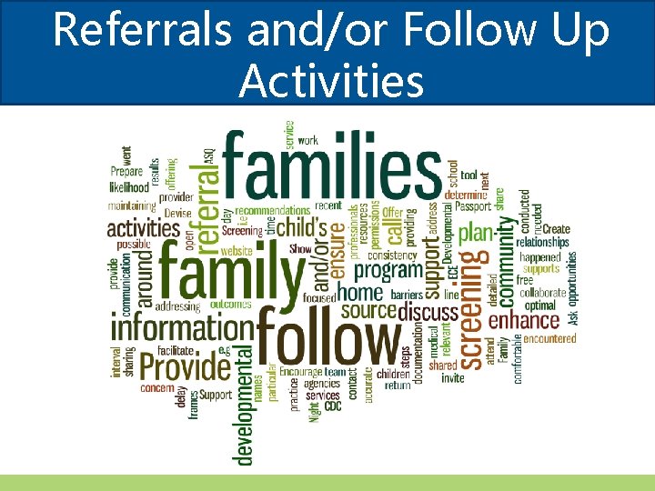 Referrals and/or Follow Up Activities 