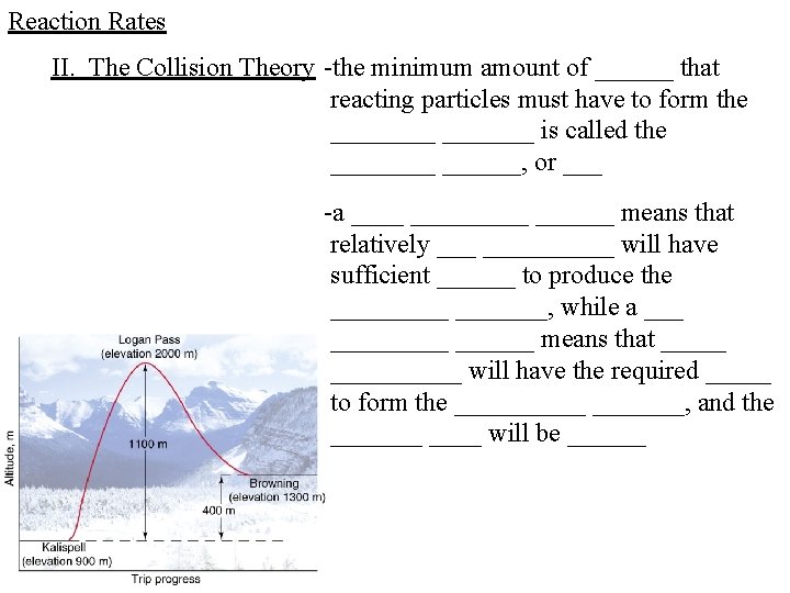 Reaction Rates II. The Collision Theory -the minimum amount of ______ that reacting particles Reaction Rates II. The Collision Theory -the minimum amount of ______ that reacting particles