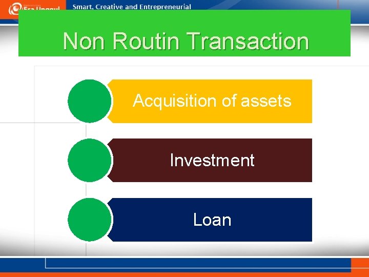 Non Routin Transaction Acquisition of assets Investment Loan 