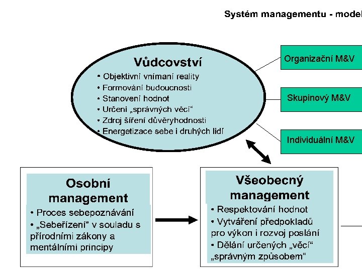 Organizační M&V Skupinový M&V Individuální M&V 