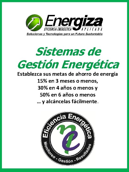 Sistemas de Gestión Energética Establezca sus metas de ahorro de energía 15% en 3