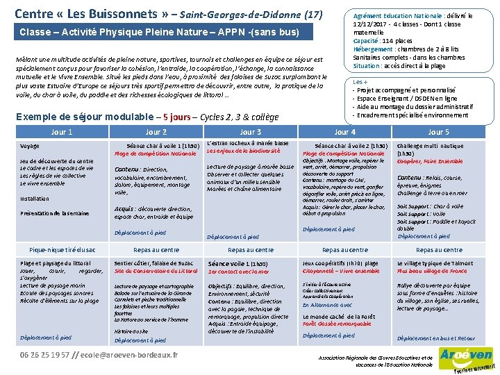 Centre « Les Buissonnets » – Saint-Georges-de-Didonne (17) Classe – Activité Physique Pleine Nature