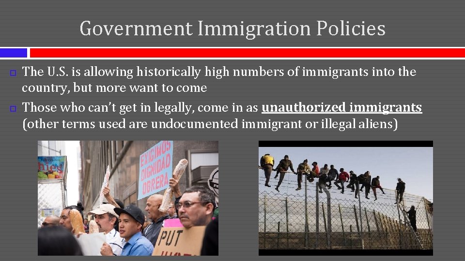 Government Immigration Policies The U. S. is allowing historically high numbers of immigrants into Government Immigration Policies The U. S. is allowing historically high numbers of immigrants into