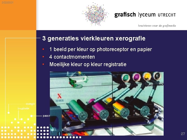 2/22/2021 3 generaties vierkleuren xerografie • 1 beeld per kleur op photoreceptor en papier
