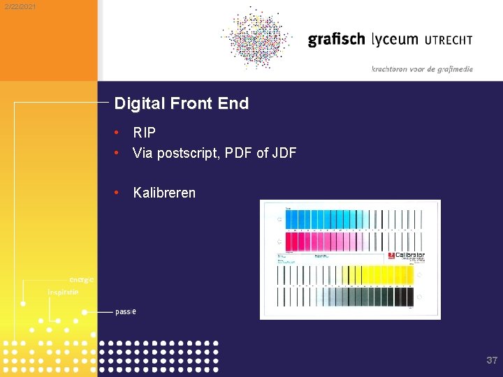 2/22/2021 Digital Front End • RIP • Via postscript, PDF of JDF • Kalibreren