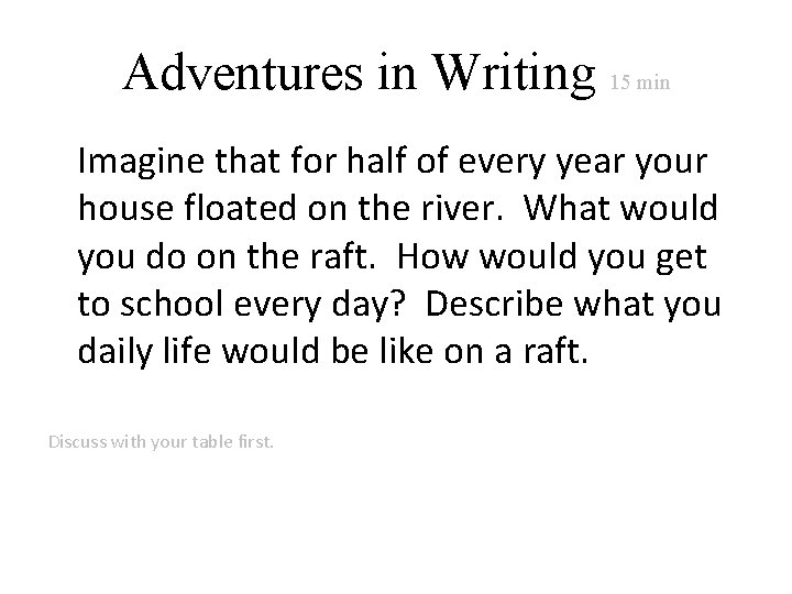 Adventures in Writing 15 min Imagine that for half of every year your house Adventures in Writing 15 min Imagine that for half of every year your house