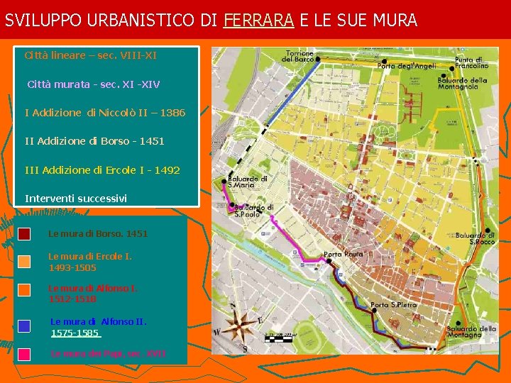 SVILUPPO URBANISTICO DI FERRARA E LE SUE MURA Città lineare – sec. VIII-XI Città