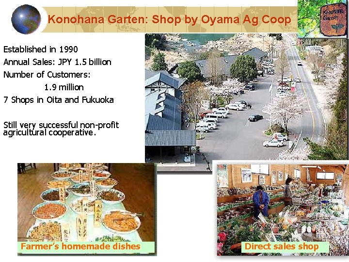 Konohana Garten: Shop by Oyama Ag Coop Established in 1990 Annual Sales: JPY 1.
