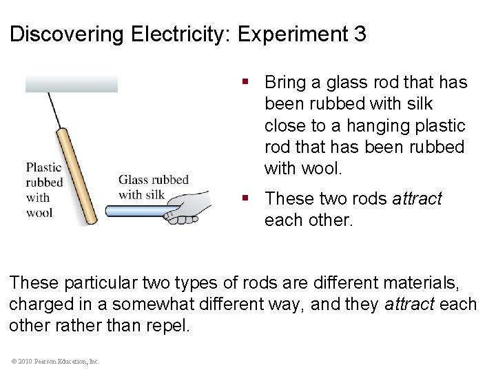 Discovering Electricity: Experiment 3 § Bring a glass rod that has been rubbed with