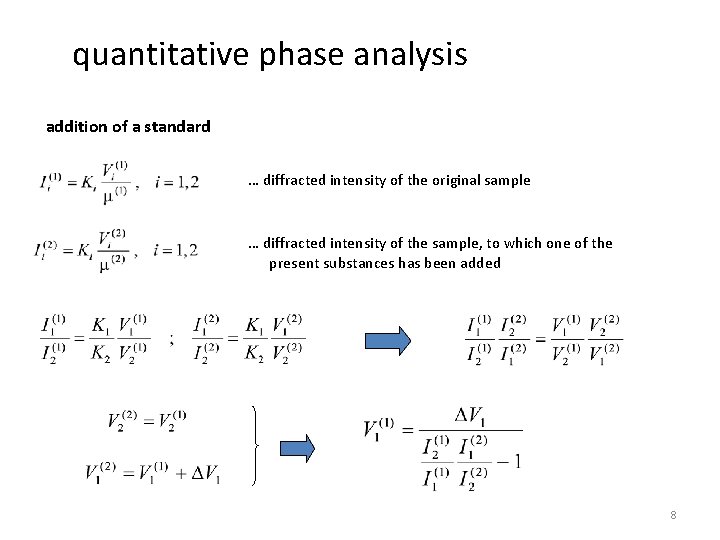 quantitative phase analysis addition of a standard … diffracted intensity of the original sample