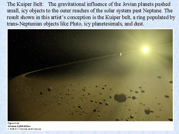 The Kuiper Belt: The gravitational influence of the Jovian planets pushed small, icy objects