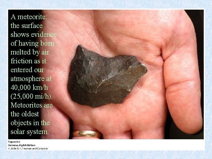 A meteorite: the surface shows evidence of having been melted by air friction as A meteorite: the surface shows evidence of having been melted by air friction as