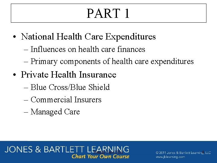 PART 1 • National Health Care Expenditures – Influences on health care finances –