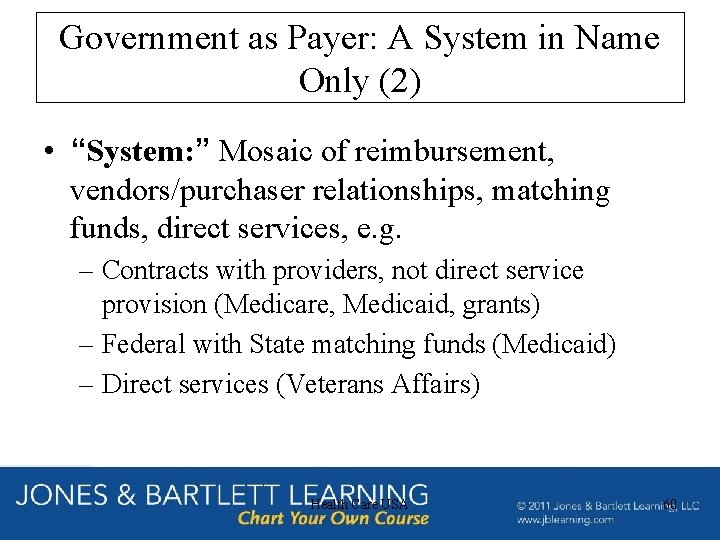 Government as Payer: A System in Name Only (2) • “System: ” Mosaic of