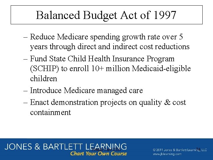 Balanced Budget Act of 1997 – Reduce Medicare spending growth rate over 5 years