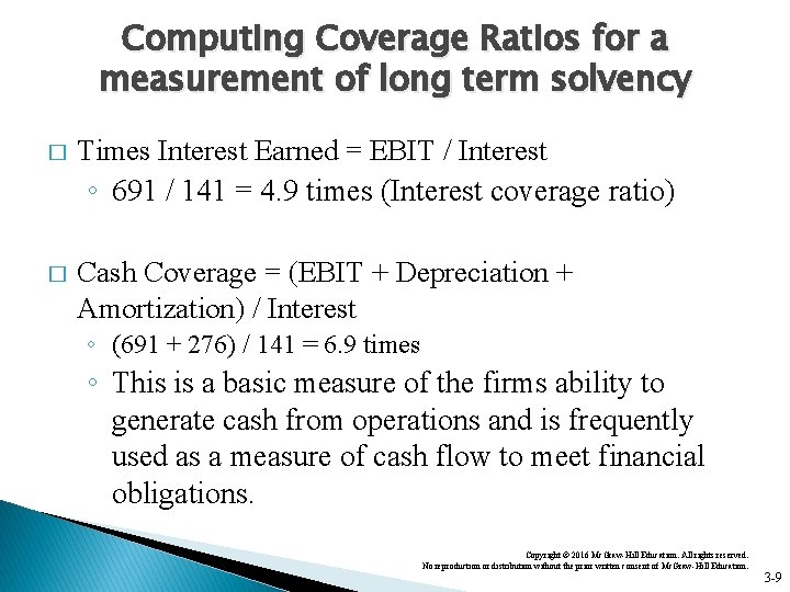 Computing Coverage Ratios for a measurement of long term solvency � Times Interest Earned