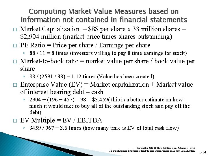 � � Computing Market Value Measures based on information not contained in financial statements