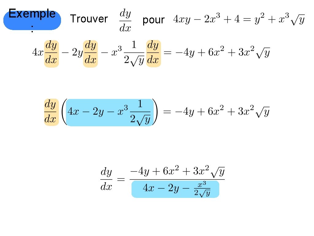 Exemple : Trouver pour 