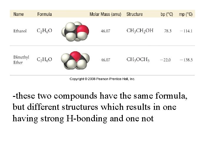-these two compounds have the same formula, but different structures which results in one