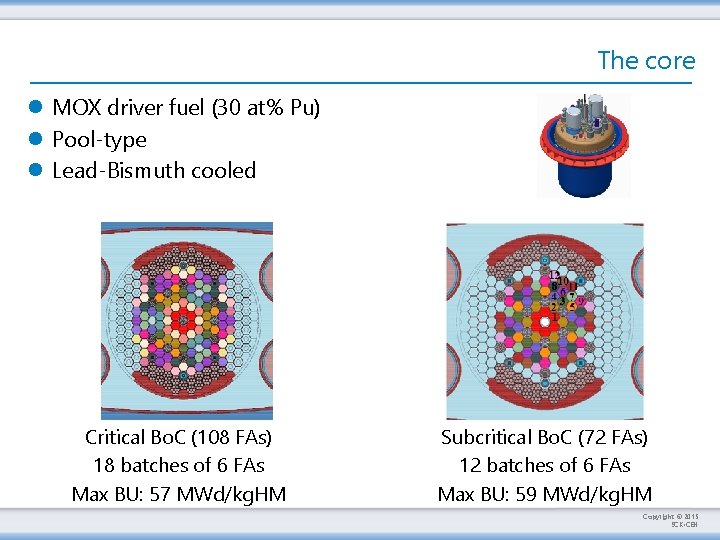 The core l MOX driver fuel (30 at% Pu) l Pool-type l Lead-Bismuth cooled