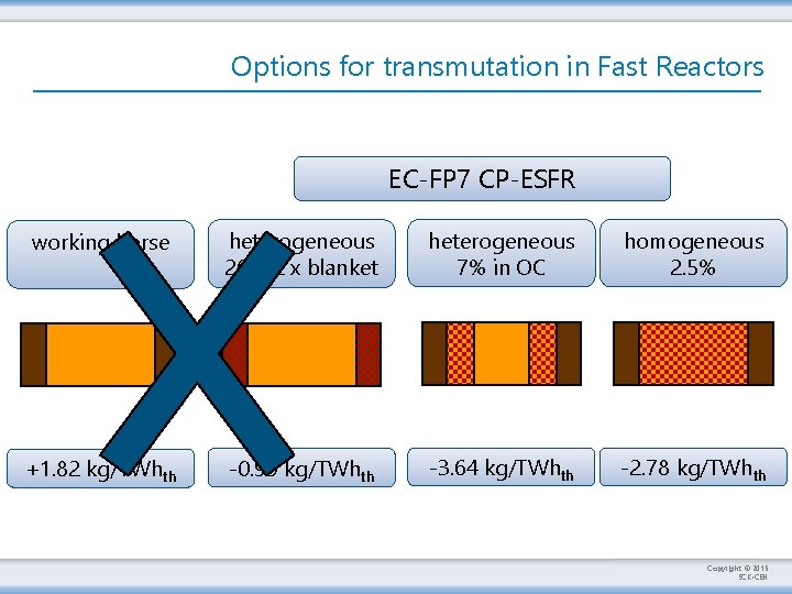 Options for transmutation in Fast Reactors EC-FP 7 CP-ESFR working horse heterogeneous 20% 2