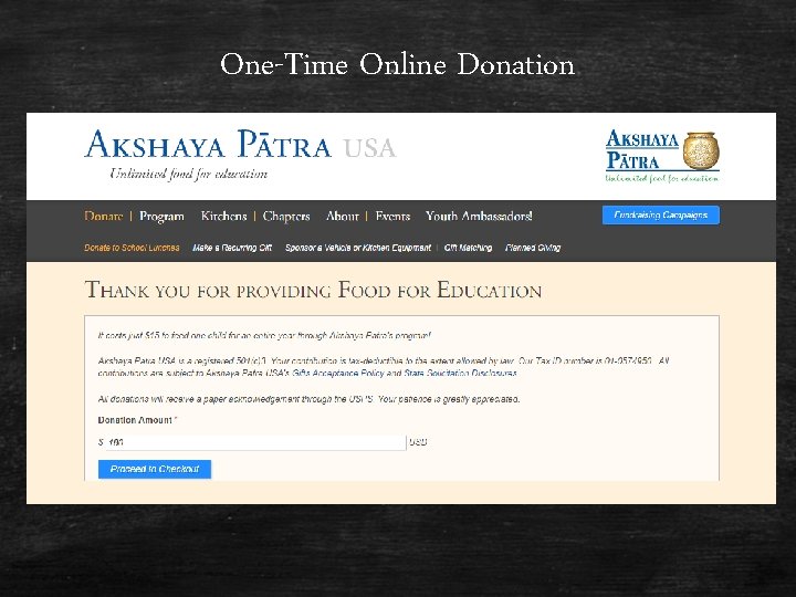 One-Time Online Donation One-Time Online Donation