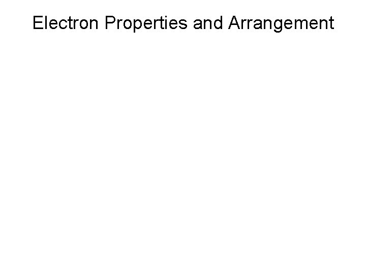 Electron Properties and Arrangement 