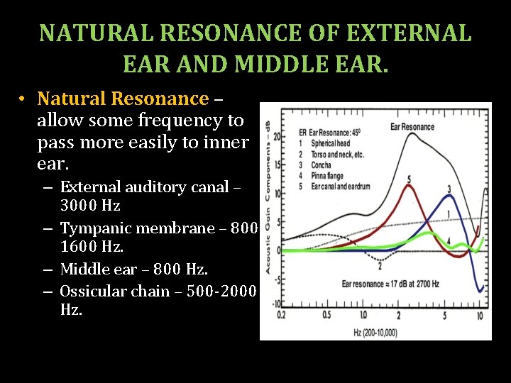 NATURAL RESONANCE OF EXTERNAL EAR AND MIDDLE EAR. • Natural Resonance – allow some