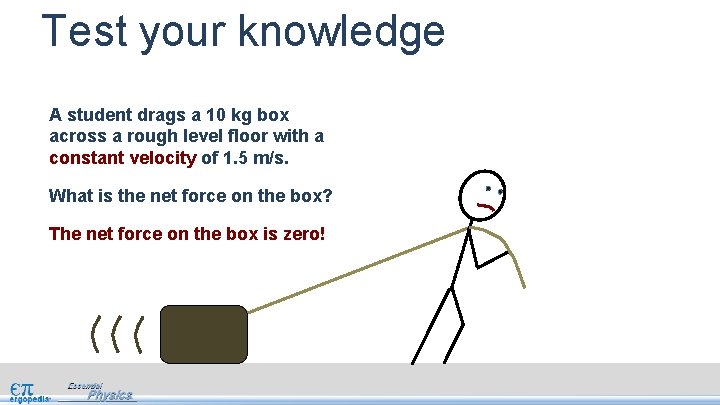 Test your knowledge A student drags a 10 kg box across a rough level