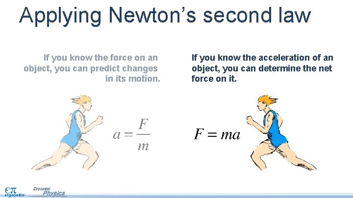 Applying Newton’s second law If you know the force on an object, you can