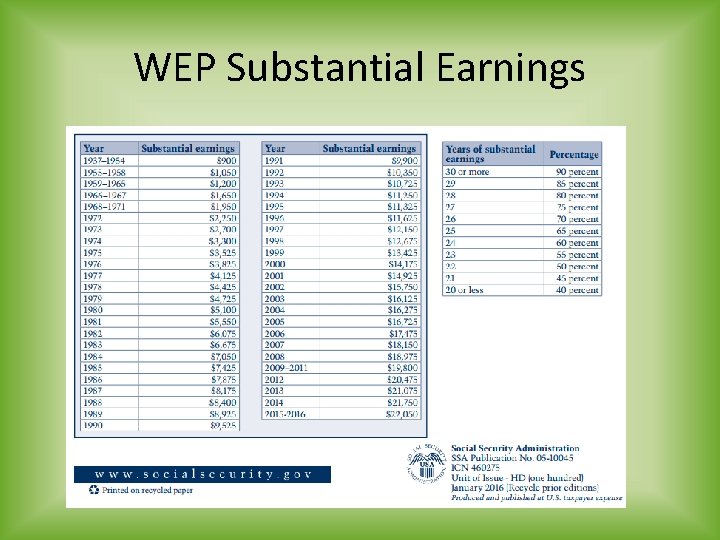 WEP Substantial Earnings 