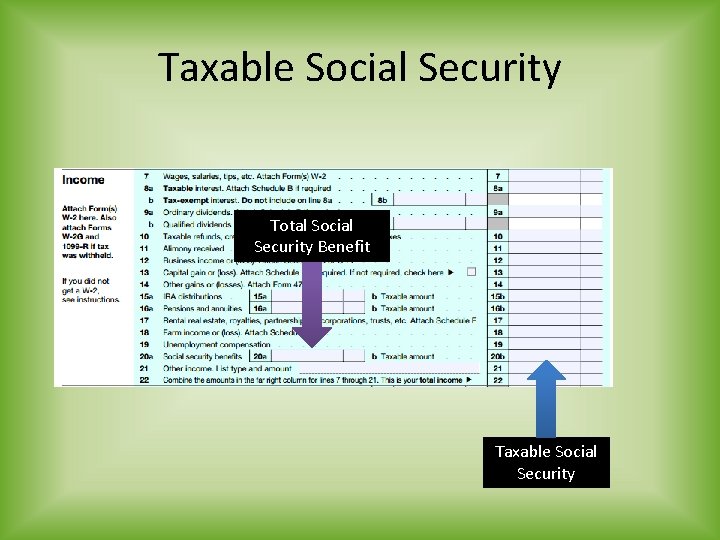 Taxable Social Security Total Social Security Benefit Taxable Social Security 