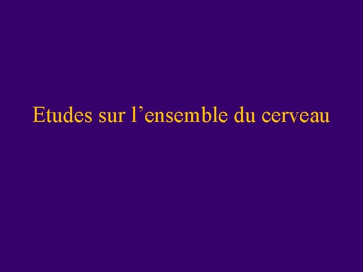 Etudes sur l’ensemble du cerveau 