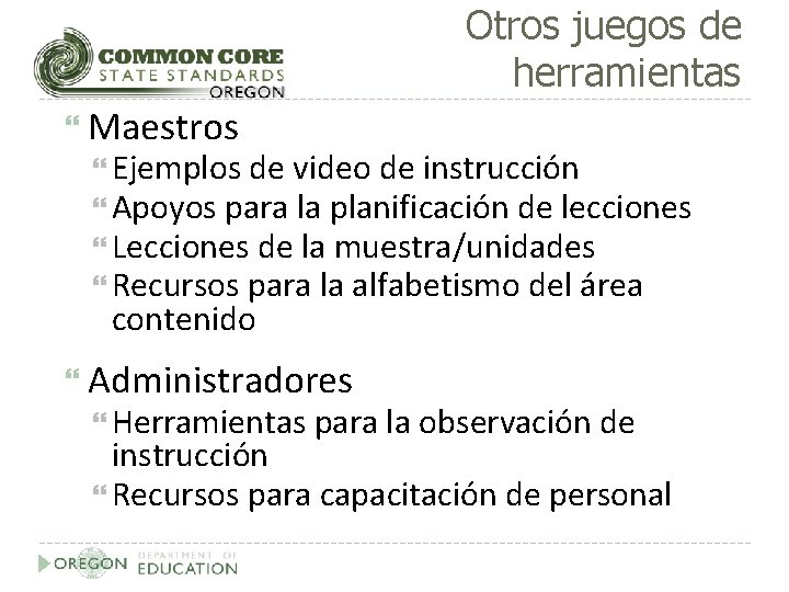 Otros juegos de herramientas Maestros Ejemplos de video de instrucción Apoyos para la planificación