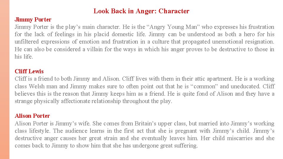 Man woman relationship in look back in anger