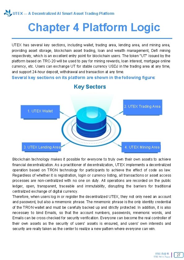 UTEX --- A Decentralized AI Smart Asset Trading Platform Chapter 4 Platform Logic UTEX