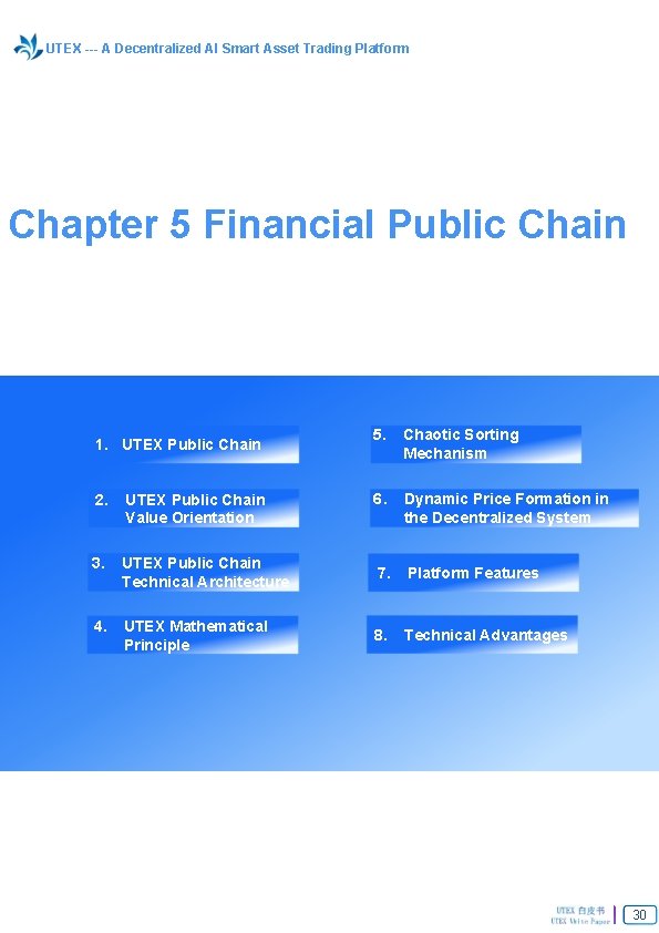 UTEX --- A Decentralized AI Smart Asset Trading Platform Chapter 5 Financial Public Chain