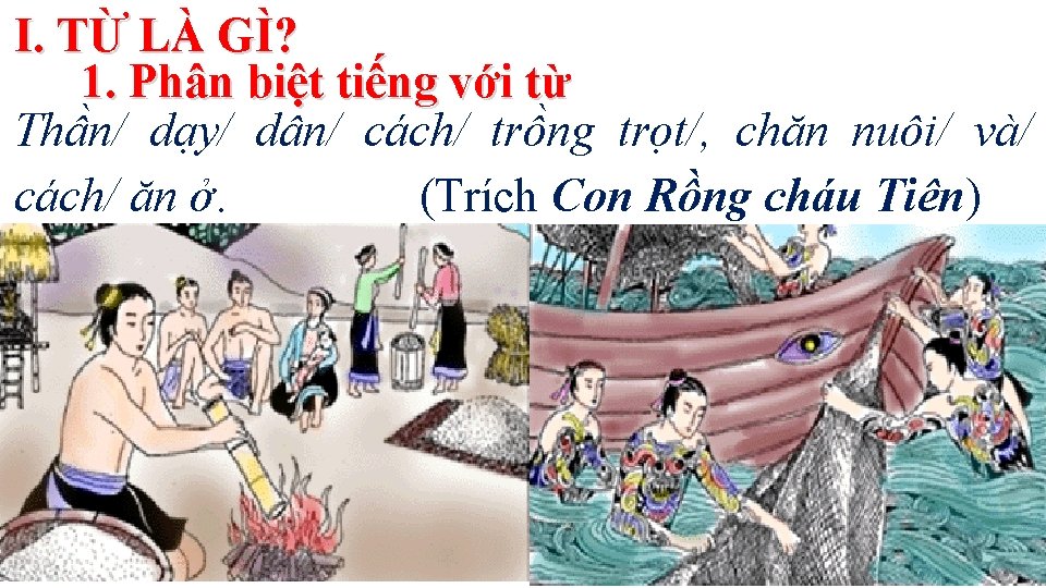 I. TỪ LÀ GÌ? 1. Phân biệt tiếng với từ Thần/ dạy/ dân/ cách/