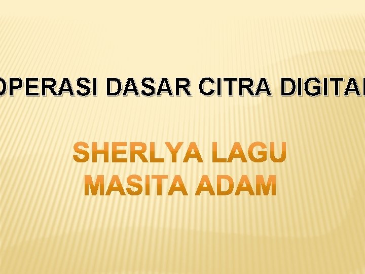 OPERASI DASAR CITRA DIGITAL 