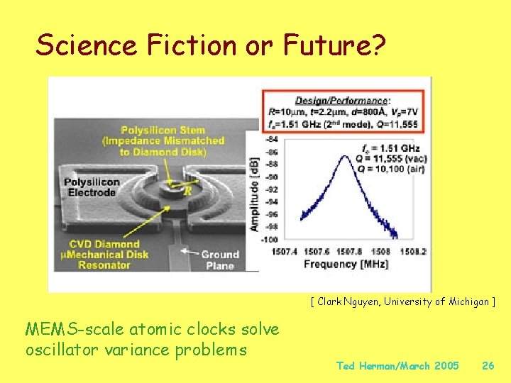 Science Fiction or Future? [ Clark Nguyen, University of Michigan ] MEMS-scale atomic clocks