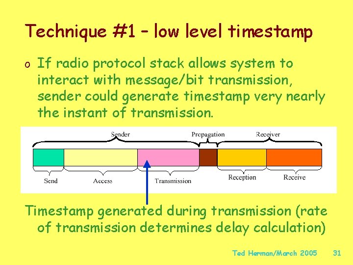 Technique #1 – low level timestamp o If radio protocol stack allows system to