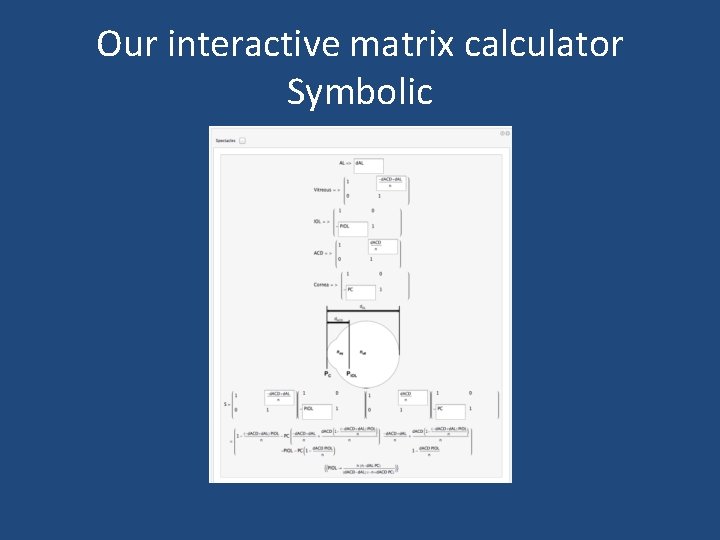 Our interactive matrix calculator Symbolic 