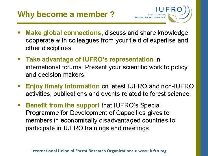 Why become a member ? § Make global connections, discuss and share knowledge, cooperate Why become a member ? § Make global connections, discuss and share knowledge, cooperate