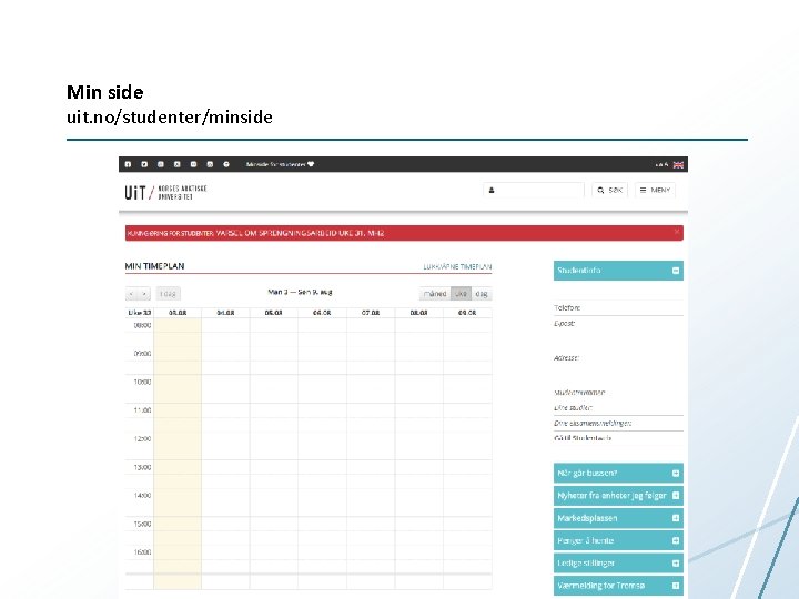 Min side uit. no/studenter/minside 