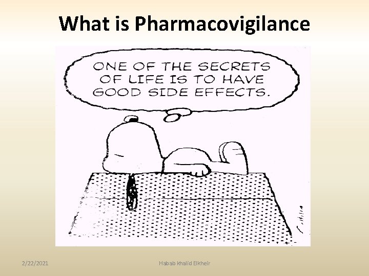 What is Pharmacovigilance 2/22/2021 Habab khalid Elkheir 