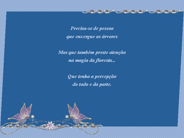 Precisa-se de pessoa que enxergue as árvores Mas que também preste atenção na magia